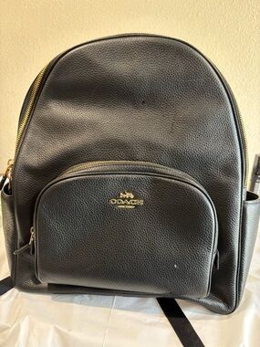 Coach Black Pebbled Leather Backpack with Gold Hardware